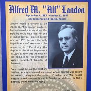 The poster for Governor Alfred  M. Landon's induction on display in the Mezzanine at the Great Overland Station Museum.
