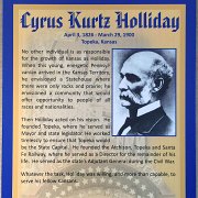 The poster for Cyrus K. Holliday's induction on display in the Mezzanine at the Great Overland Station Museum.